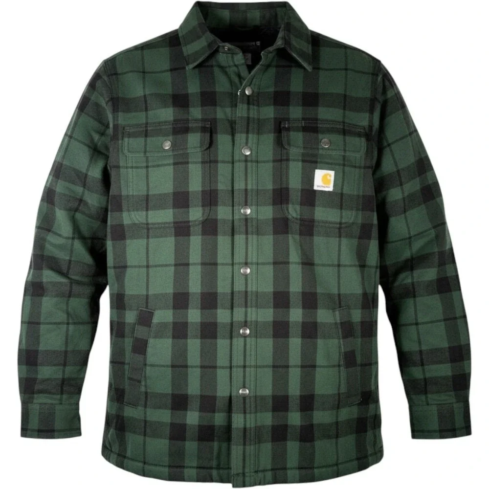 Carhartt TJ4452 Green Plaid Sherpa Lined Flannel Shirt Jacket Sz S NWT